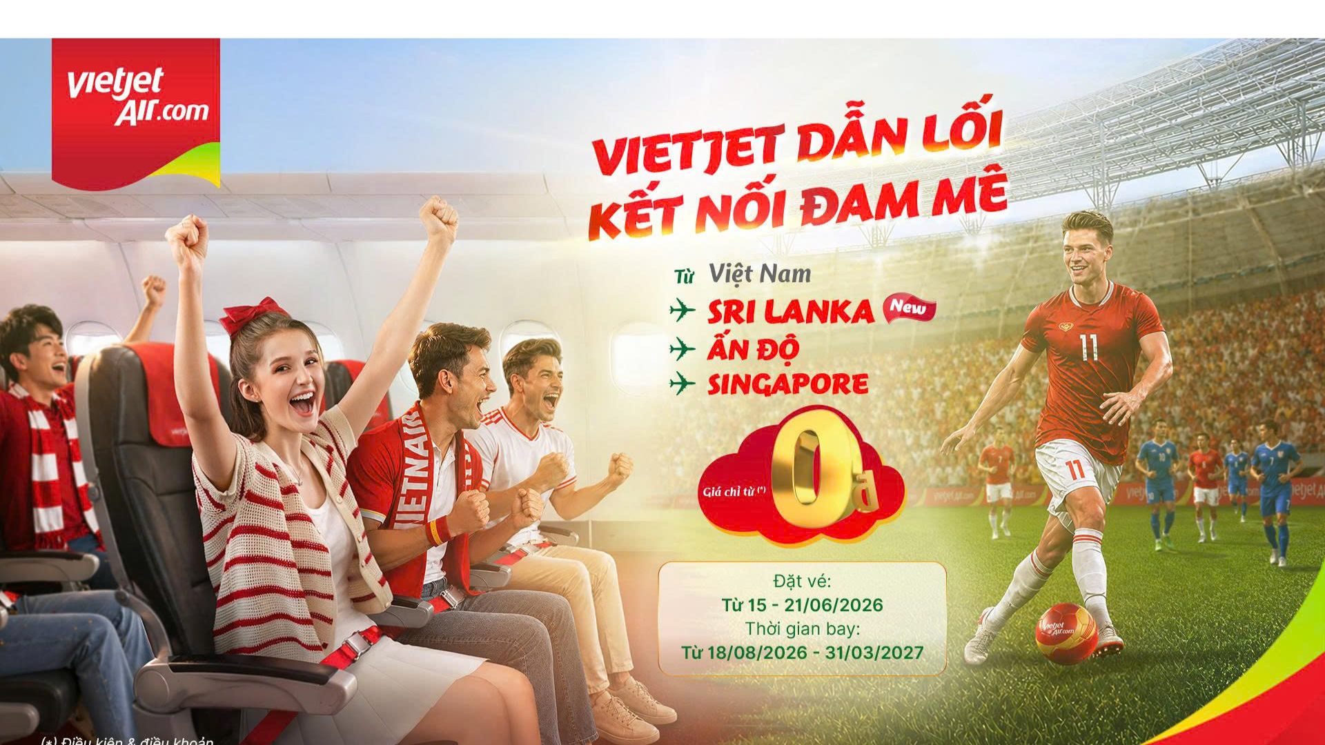 Vietjet Khuyến Mãi Vé Quốc Tế Từ 0 Đồng Đi Singapore, Ấn Độ, Sri Lanka