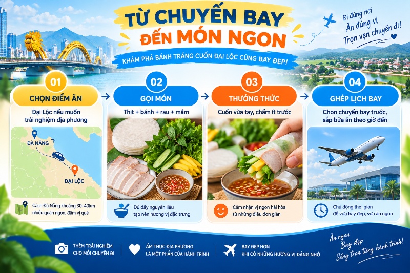 bàn ăn bánh tráng cuốn thịt heo tại quán địa phương