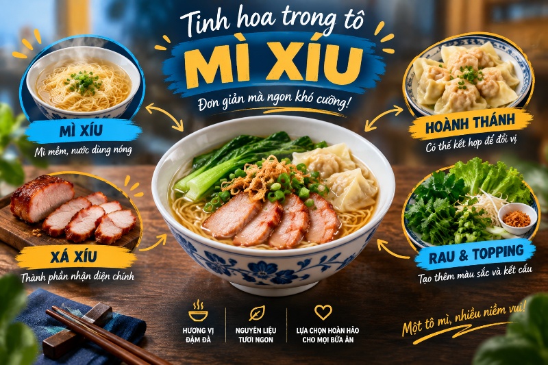 tô mì xíu Đà Nẵng với thịt xá xíu đầy đặn