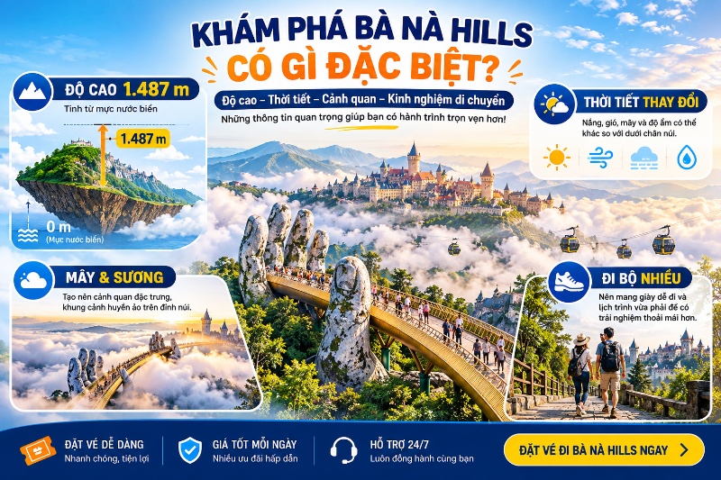 khu làng Pháp Bà Nà Hills nằm trên vùng núi cao