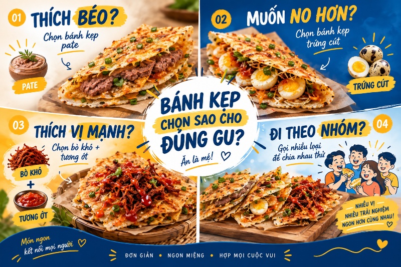 các loại bánh tráng kẹp với trứng cút pate bò khô
