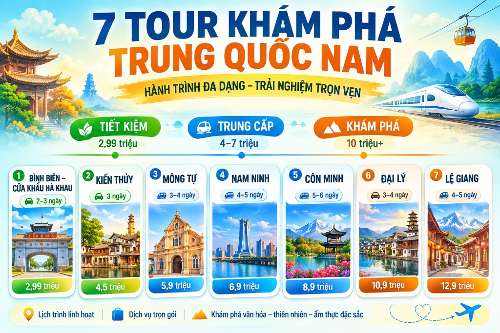Chùm tour Trung Quốc đường bộ hè 2026